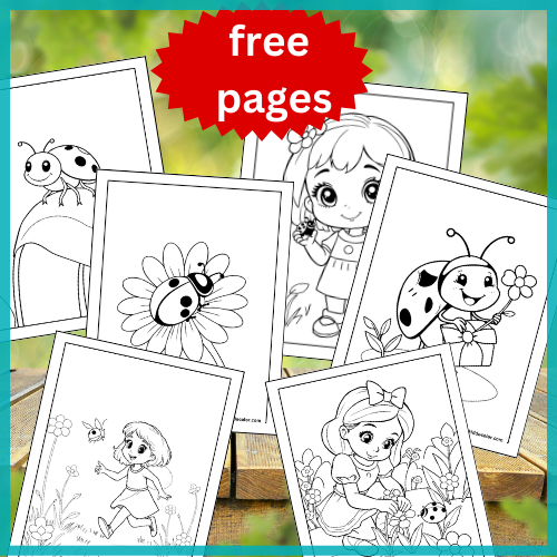 Catherine and Ladybug Coloring Pages