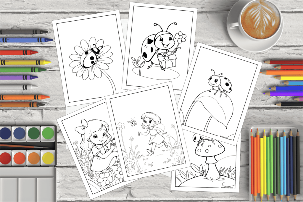 Catherine and Ladybug Coloring Pages